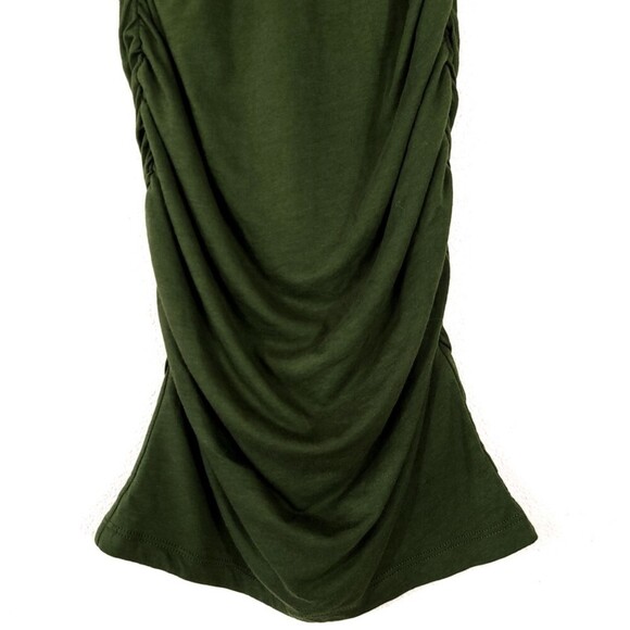 NEW Beyond Yoga Pima Cotton Modal High Seas Ruched Midi Tank Dress Olive Green - Picture 8 of 9